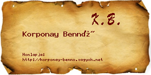 Korponay Bennó névjegykártya